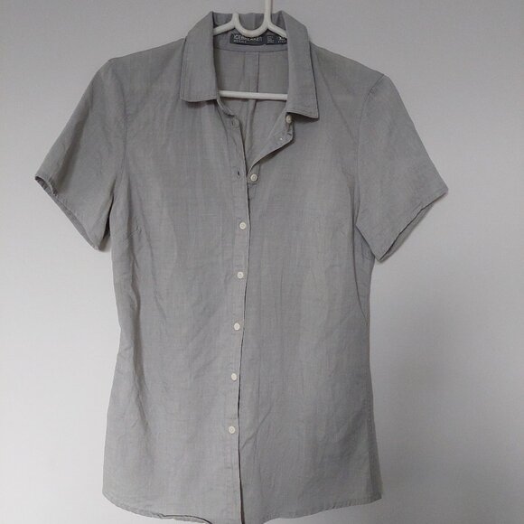 Icebreaker Light Gray Button Down Merino Wool Short Sleeve Shirt, XS - Picture 1 of 8